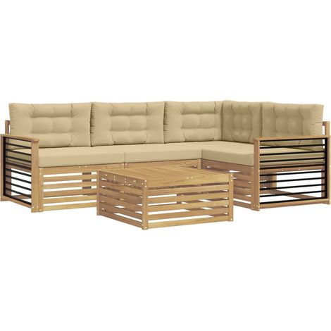 Set di divani da esterno 5 pz 4-Posti Bianco e Beige Poliestere vidaXL (1/5)