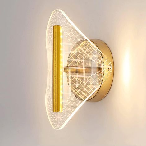 Applique Murale dorée Applique Murale de Chevet Acrylique 6W Luminaire LED, Créativité Design géométrique Lumières murales décoratives pour Salon Étude Couloir Villa (1/5)
