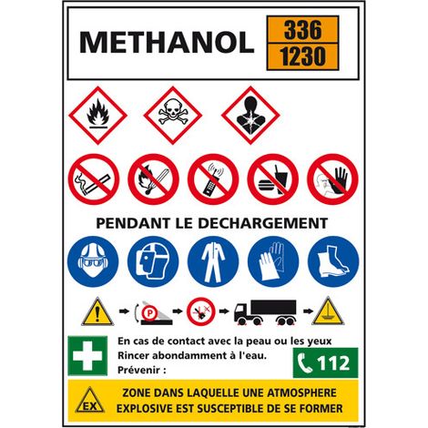 Consigne produits dangereux METHANOL (C1296) - Adhésif - 300 x 420 mm