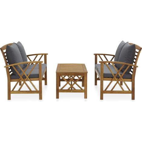 Maison Exclusive - Muebles de jardín 3 piezas con cojines madera (1/5)