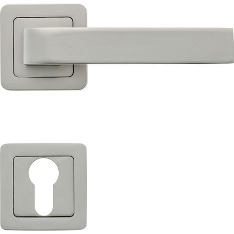 AYR Lot de 2 poignées CANELA nickel mat + 2 rosaces cylindre nickel mat (1/4)