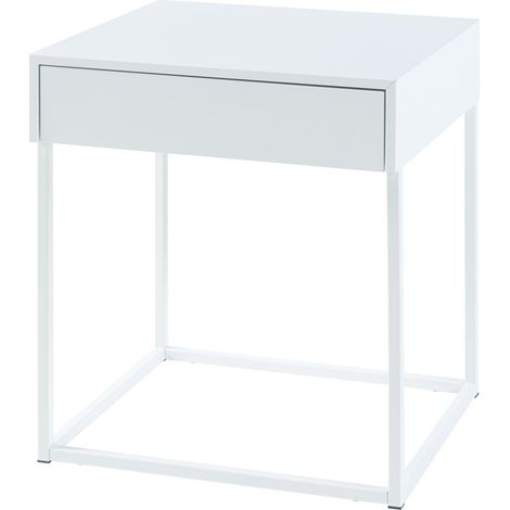 Tavolino con cassetto acciaio 50 x 43 x 41 cm bianco opaco 030010946