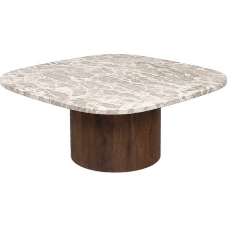 Table basse en bois de manguier et en marbre Agnès (1/4)