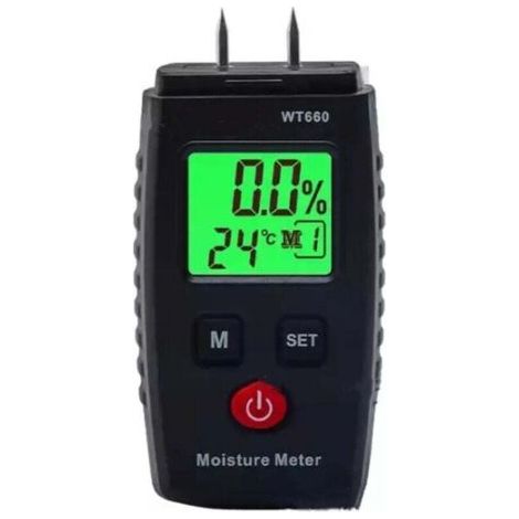 Humidimètre, détecteur d'humidité de type stylo avec 3 modes, écran LCD rétroéclairé vert, détecteur de moisissures pour bois et matériaux de construction. Détecteur d'humidité (1/2)