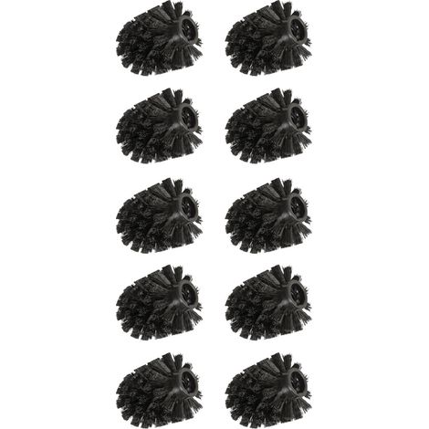 WENKO Ersatzbürstenkopf für Toilettenbürsten, WC-Ersatzbürste, 10 er Set, Ø 8 cm, schwarz, Schwarz, Kunststoff schwarz