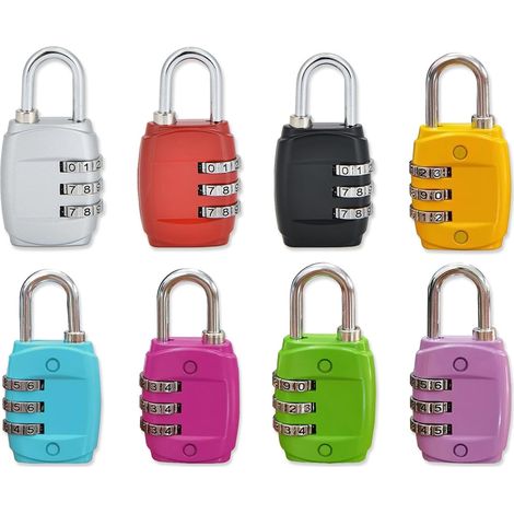 Cadenas à Combinaison, 8 pièces Cadenas Code Casier, 3 chiffres Serrure Combinée pour Casier, sacs à main, sacs à dos, valises (1/5)