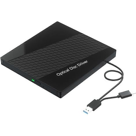 Lecteur/graveur CD/DVD externe 7 en 1 USB 3.0 Type C avec hub USB pour PC et ordinateur portable (1/5)