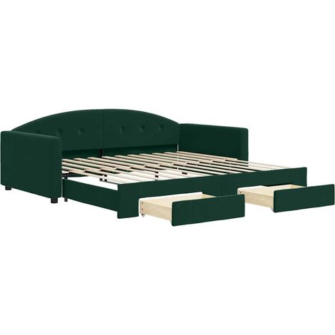 Maison Exclusive - Divano Letto Estraibile Cassetti Verde Scuro 100x200cm Velluto