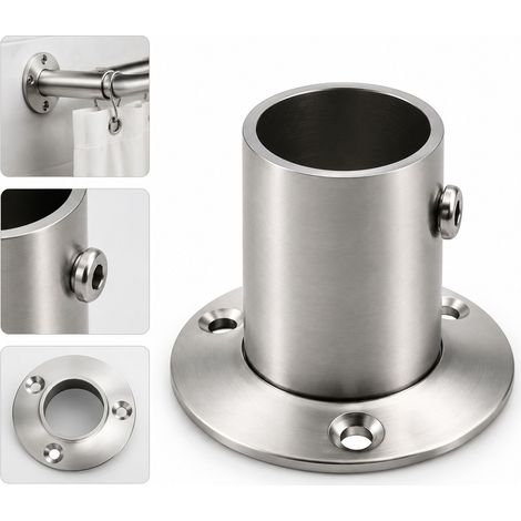 1 Pièce Socle de Tringle en Acier Inoxydable 201, Hauteur 3.7 cm, Base Ronde 5.15 cm pour Armoire (1/5)