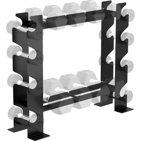 Rastrelliera Porta Manubri a 4 Livelli in Acciaio, Capacità 200 Kg, 70x21x55 cm, Nero