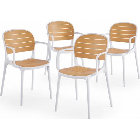 Set 4 Sedie Impilabili in Polipropilene con Braccioli e Schienale 52x55.5x82 cm (1/5)
