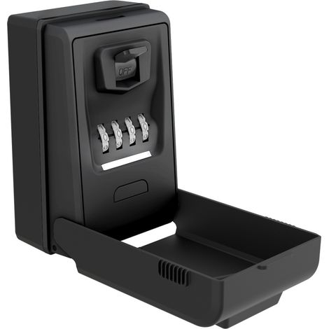 Coffre-fort à clés avec serrure à combinaison et lumière LED, boîtier en alliage de zinc noir. (1/5)