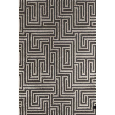 Tapis salon et chambre 160x230 gris rectangle tissé motif géométrique MIRAGE