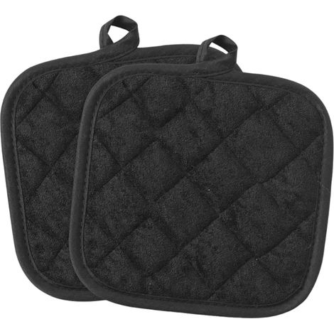 Maniques Cuisine - 2 Pièces - Coton Matelassé Motif Carreaux - Protection Chaleur et Suspension - Pour Four Micro-onde et Casseroles - 17 x 17 cm Gris (1/5)