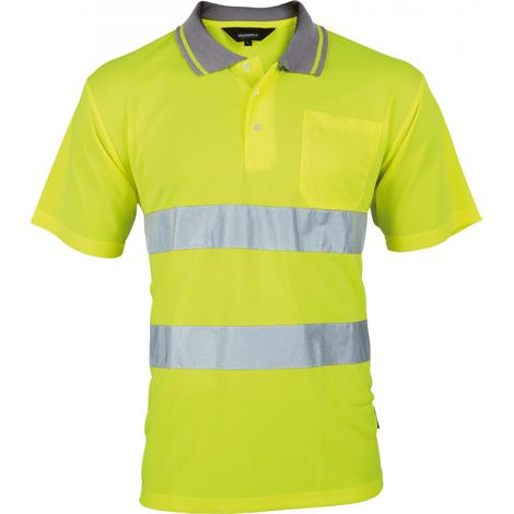 Triuso Vizwell VWP1B Warnschutz-Poloshirt Gr. 2XL leuchtgelb/marine (1/3)