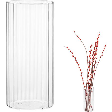 20cm x 9cm Vase Cylindrique en Verre Souffléà la Main pour Fleurs, Décoration Intérieure et Occasions Spéciales (1/5)