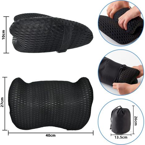 Coussin lombaire ergonomique JeiibrZui en mousse à mémoire de forme - Taille universelle - Support monobloc - Noir - Pour chaise de bureau, voiture ou canapé (1/5)