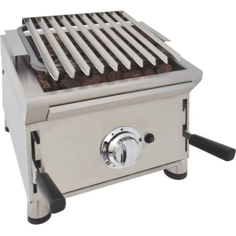 Barbecue à gaz - 40 cm - Pierre de lave - Grille inox réglable - Arilex