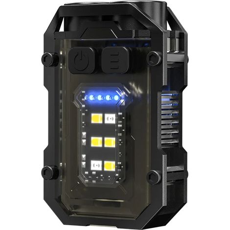 Mini lampe porte-clés portable (noire), haute luminosité - double source lumineuse - idéale pour le camping et la pêche - multifonctionnelle (1/4)