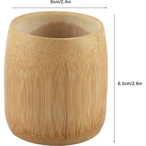 Tasse à thé en bambou naturel pur, fabriquée à la main sans peinture, écologique (taille M, ouverture ronde) (1/5)