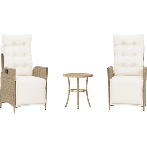 Maison Exclusive - Set da Bistrò 3 pz con Cuscini Beige in Polyrattan (1/5)