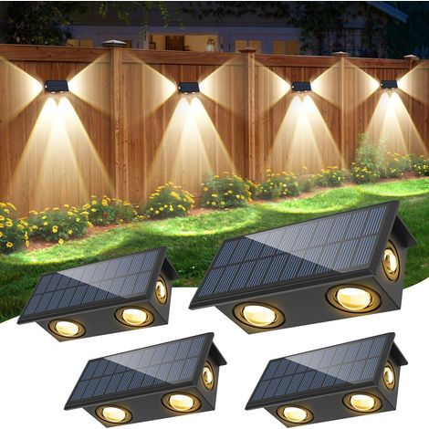 Applique Solaire Extérieur RGB, 7 Couleur Applique Murale Solaire avec 4 LEDs, Changement de Couleur Lampe Exterieur Solaire, IP65 Étanche pour Clôture, Escaliers, Balcon, 4 Pièces (1/5)