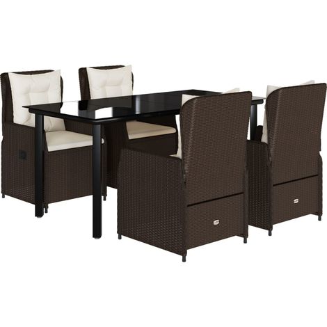 Maison Exclusive - 5-tlg. Garten-Essgruppe mit Kissen Braun Poly