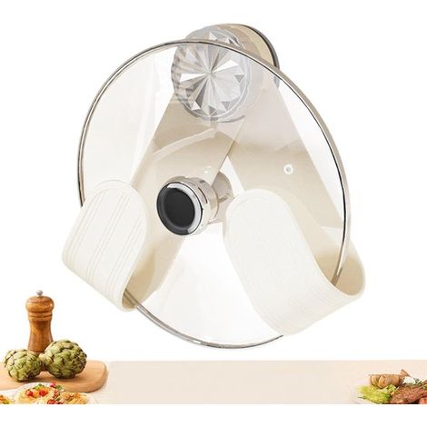 Soporte para tapas de cocina - Organizador de sartenes - Almacenamiento de cocina - Diseño giratorio - 19 x 5 cm - Blanco (1/5)