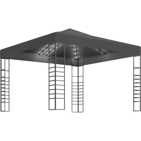 vidaXL Carpa cenador de jardín con tira de luces LED 3x3 m antracita (1/2)