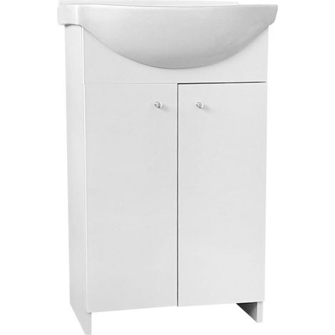 STAMAR  Badezimmerschrank 50 - Weiß - mit Keramikwaschbecken - elegantes Design - platzsparend und funktional