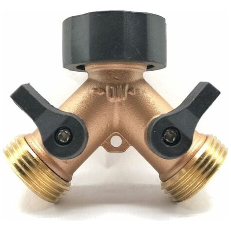Répartiteur de Robinet 2-Voies Y-Distributeur pour Tuyaux D'Arrosage, Double Arrivee d'eau Machine a Laver Répartiteur D'Eau 3/4 Pouces pour Connexion de 2 Appareils, Laiton (1/4)