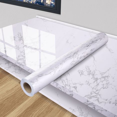 Papier adhésif marbre 60 cm x 500 cm – Auto-adhésif étanche pour cuisine et salle de bain – Texture réaliste et surface lisse (1/5)