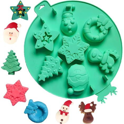 Moule à chocolat de Noël,Moules en Silicone Antiadhésif pour Bonbons et Chocolats, Moules de Cuisine Antiadhésifs,Moule à Gâteau au Chocolat pour Noël Décoration,Moule À 7 Gâteaux de Noël,Moule À 7 Gâ (1/5)