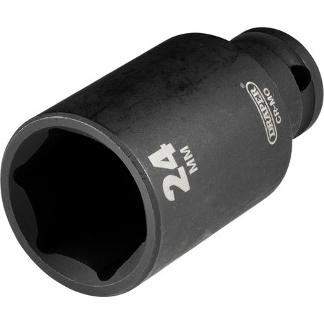 Draper 24mm Deep Impact Socket for 3/8-inch Drive – Metric Heavy-Duty Impact Socket for Automotive and Mechanical Applications