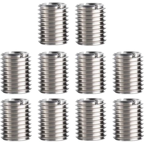 10 Pièces Insert Fileté M10 vers M8, Douille Filetée Acier Inoxydable 15 mm, Douille de Filetage, Écrou à Visser, Adaptateur de Filetage et Réducteur Fileté pour Réparation, Montage, Meubles et Métal (1/5)