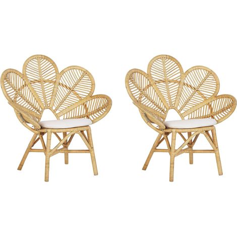 Set di 2 poltrone da giardino rattan naturale stile boho da giardino Florentine (1/5)