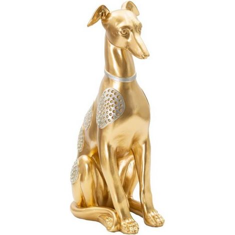 Cane decorativo in poliresina colore oro per decorazioni ambienti -Seduto (1/5)