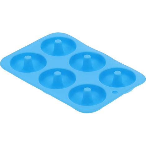 Silikon-Donutform mit 6 Mulden, runde Form für Schokolade, Kuchen und Brot, Backblech, Gebäckzubehör, blau (1/5)