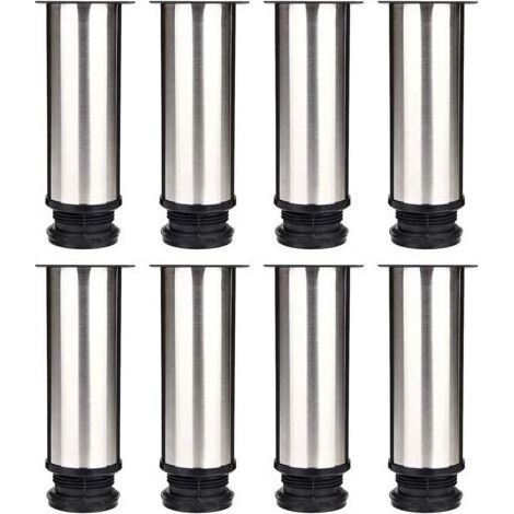 Selected Lot de 8 Pieds de Meubles, Pied Cuisine Réglables Ø 50 mm/Hauteur 150 mm Ronds Métal Acier Inoxydable Canapé Jambe Table Pieds (1/5)
