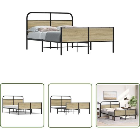 vidaXL Cadre de lit sans matelas 135x190 cm chêne sonoma (1/5)