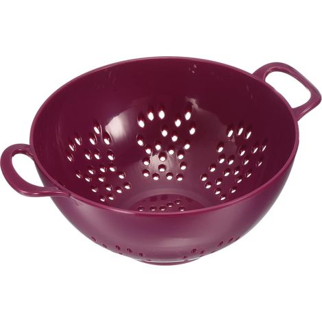 Mini Passoire avec Double Anses - Égouttoir pour Riz, Pâtes, Légumes et Fruits - Maille Plastique - Violet (1/5)