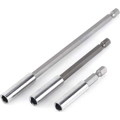 Porte Embouts Magnétique Extension de Vissage Tournevis Tige Hexagonal 60mm 100mm 150mm Rallonge Embout Visseuse（3Pcs 1/4"）