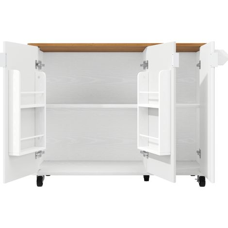Isla de cocina con ruedas, MDF, 130 x 45 x 92 cm, blanco (1/5)