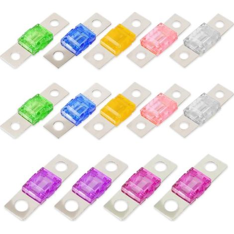 HOXILEELEO - Fusibles Midi à Courant Élevé, 14 Pièces, 30/40/50/60/70/80/100 Amp, pour Système Audio-Vidéo Marin des Véhicules à Moteur, Plastique, Zinc, Multicolore (1/5)