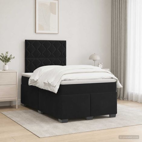 Lit boxspring avec matelas Noir 120 x 190 cm Velours (1/5)