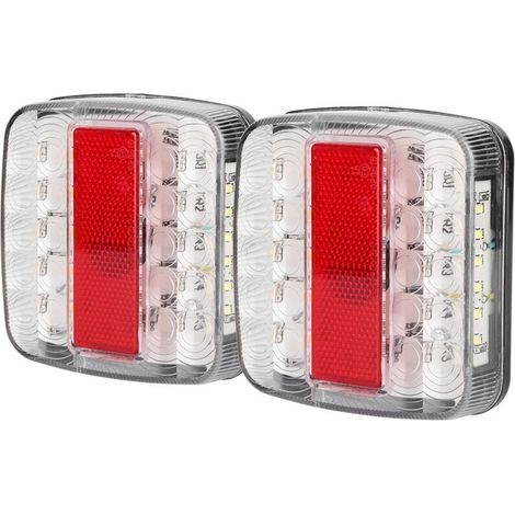 2 luces traseras LED bicolor de 12V/24V para remolque o camión (con cubierta blanca). (1/4)