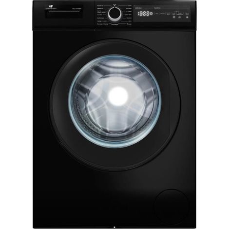 Continental Edison – Lave-linge hublot 10kg CELL10140IBT – Classe A – Largeur 59,6 cm – Vitesse d'essorage 1400 trs/min – Moteur induction – Noir mat