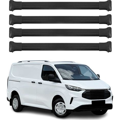 OMAC Barres de toit en aluminium pour Ford Transit Custom / Tourneo Custom II 2023-2026 – TÜV / DIN 75302:2019 – Charge max 75 kg – 2 barres Noir (1/4)