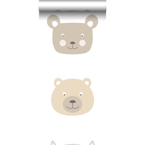 papier peint intissé XXL têtes d'animaux beige, marron et gris  - ESTAhome (1/5)