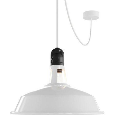 Suspension Eiva Elegant avec Abat-jour Aluminium pour Extérieur IP65 Creative-Cables PDENE50SM01PAM11VBL Blanc (1/5)